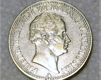 Antique 1837 A Prussia Thaler / Friedr. Wilhelm / Mansfield Mining Thaler / Large Silver Coin / KM 131a / Collectible /  Gift Item / ON SALE