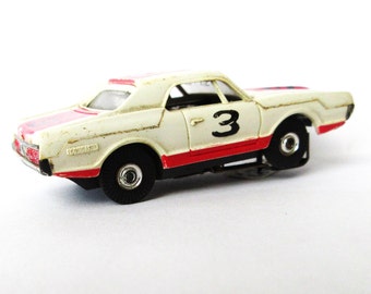 Aurora Slot Car / #1419 Wild One Cougar / Complete & All Original / Color White and Red with Number 3 / Clean Tested and Running