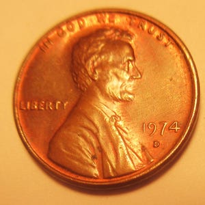 Error Coin / 1974 D Liccoln Cent / Missing lower mouth / All Original  / Guaranteed Authentic / Error Coin Collectible / Gift Item