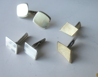 3 Pair 800 Silver Cufflinks / 80 Percent Silver / Used Mainly in Europe / All 3 Different / Inventory Reduction 50% SALE