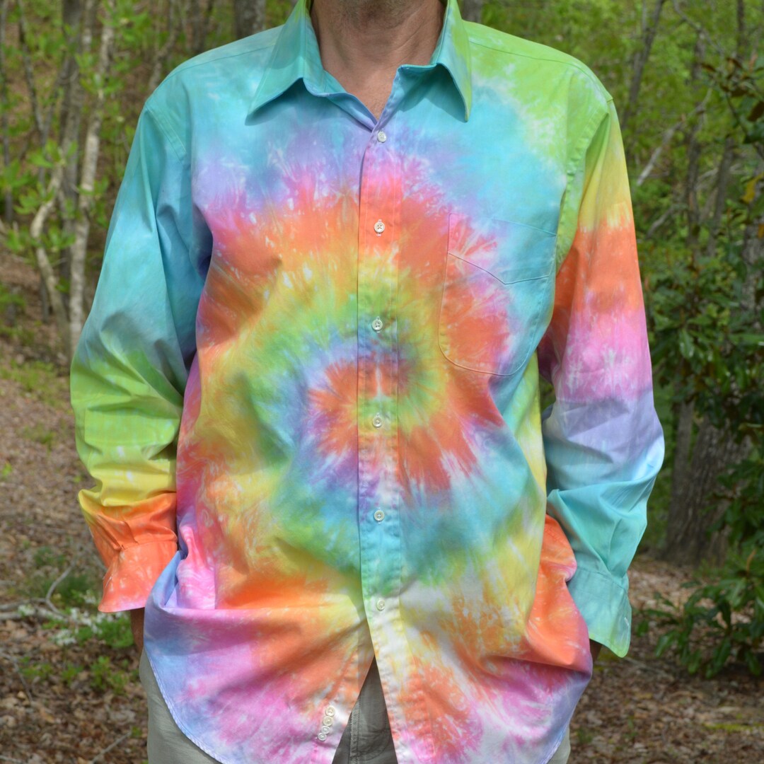 mens tie dye button up shirt
