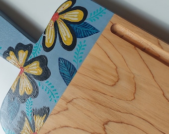 Handpainted Solid Wooden Cutting Board. Cypress wood 46x20 cm.