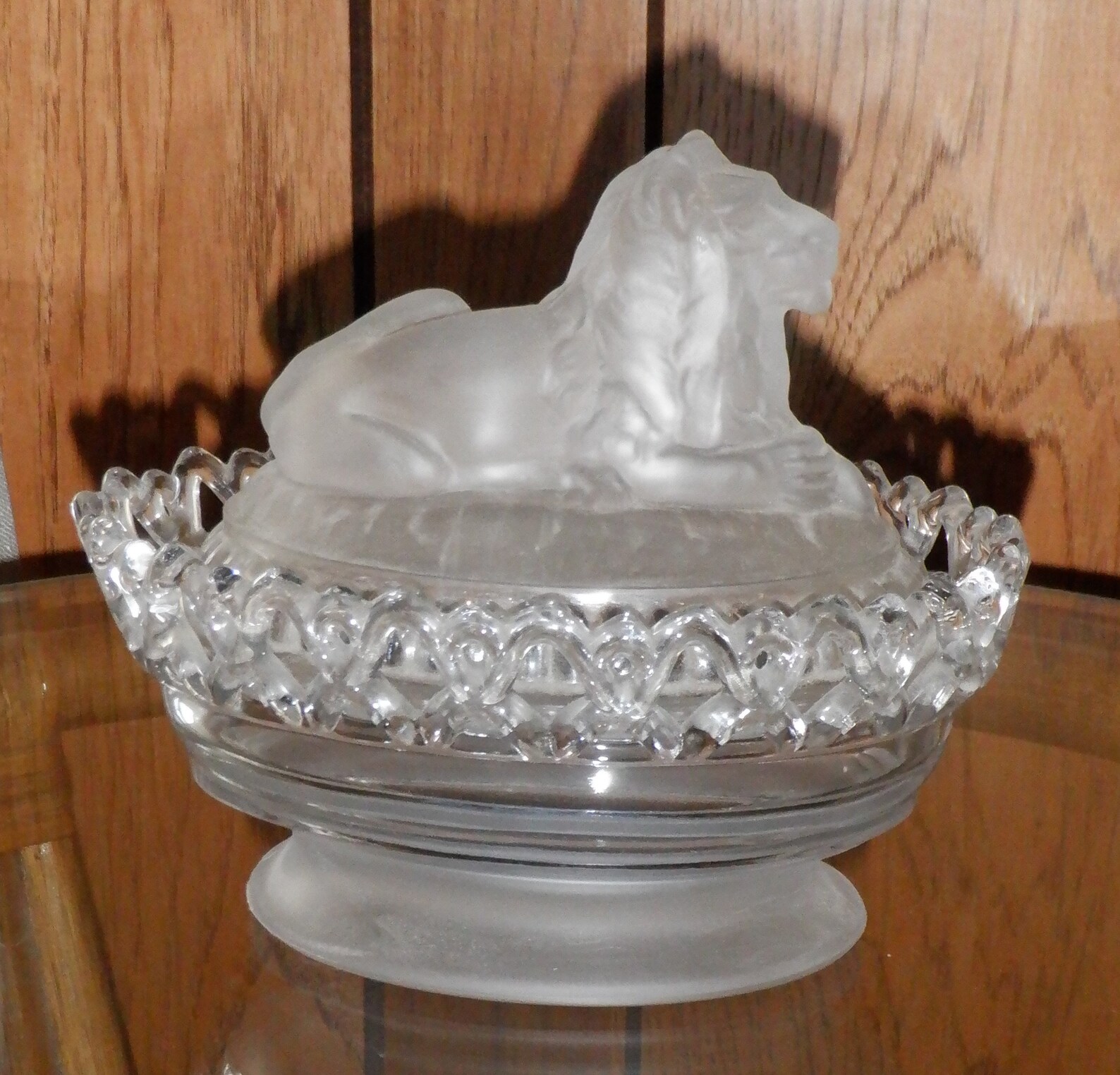 Imperial Glass Lion Candy Dish Frosted Lion on Frosted and Etsy