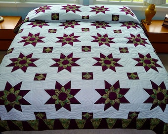 Amish Quilt for Sale Star Dahlia Quilt New Amish Queen Size Quilt