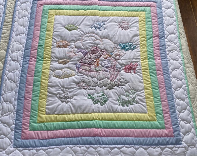 Amish Baby Quilt for Sale Noah's Ark Embroidered Amish Etsy