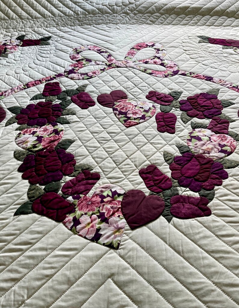 Amish Quilt for Sale Country Roses Amish Applique Quilt New Etsy