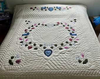 Amish Quilt for Sale Heart of Roses Amish Applique Quilt New Amish Queen Quilt New Amish King Quilt