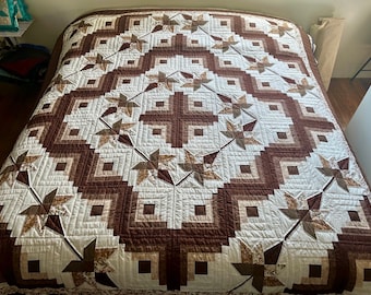 Unique Amish Quilt for Sale Barn Raising and Maple Leaf Patterns