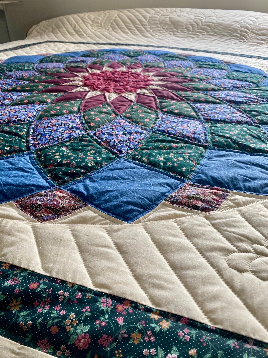 Amish Quilt for Sale Giant Dahlia Amish Quilt New Queen Quilt Etsy