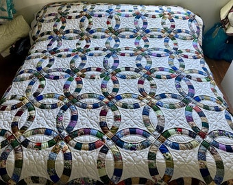 Amish Quilt for Sale Double Wedding Ring Amish Quilt New Amish Queen Quilt