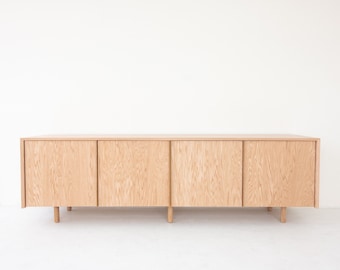 Vinyl Record Storage Cabinet | Minimalist Record Storage | Oak Sideboard | Oak Credenza| Vinyl LP Storage LA | Made in LA