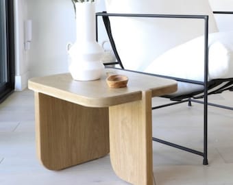 Solid Oak Stool | Sculptural Side Table | White Oak Coffee Table | Made in LA