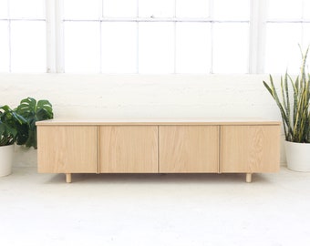 White Oak Cabinet Bench | Minimalist Storage | Modern Seating | Plywood Furniture | Plywood Credenza | Modern Sideboard