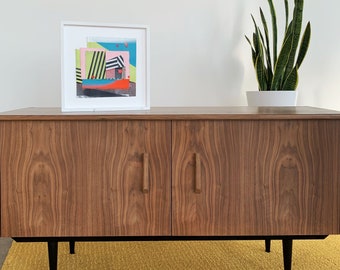 Vinyl Record Storage | Vinyl LP Cabinet| Record Cabinet| Minimalist Credenza | Modern Sideboard | Walnut | Made in LA