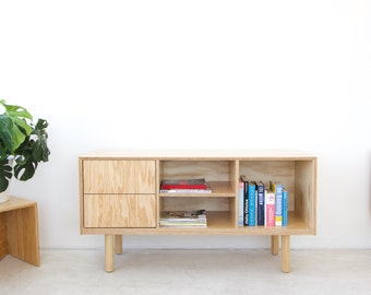 Vinyl Record Storage Cabinet | Doug Fir sideboard with drawers | Made in LA