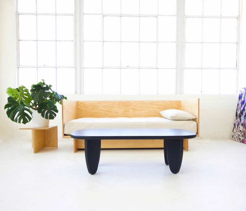 Solid Maple Coffee Table black Minimalist table Made in LA image 1