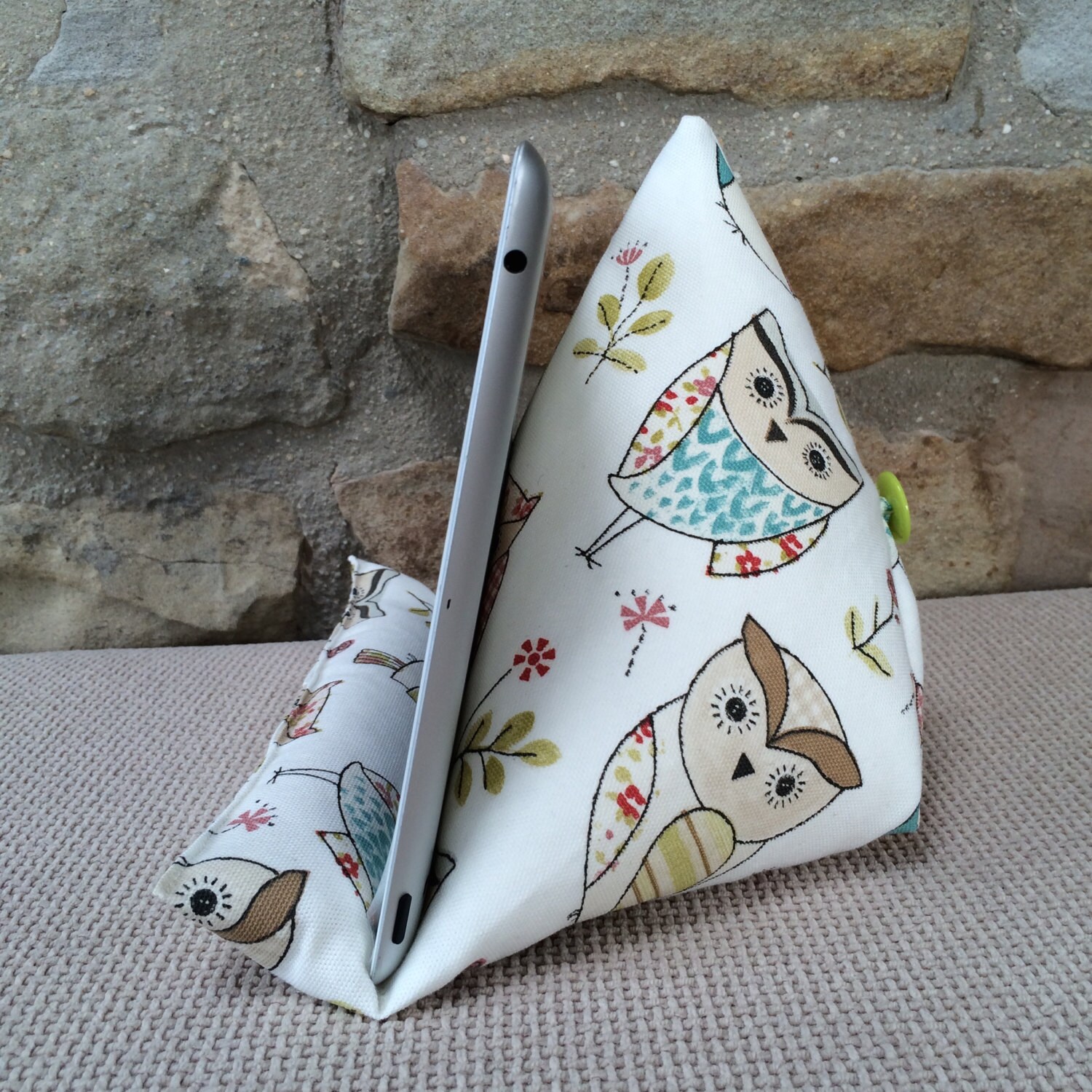 Owl Fabric Tablet Cushion / Stand for Ipad Kindle etc handmade Etsy