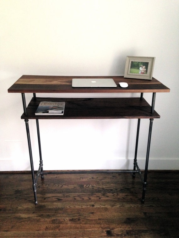 The Huxley Standing Desk Reclaimed Wood Pipe Etsy