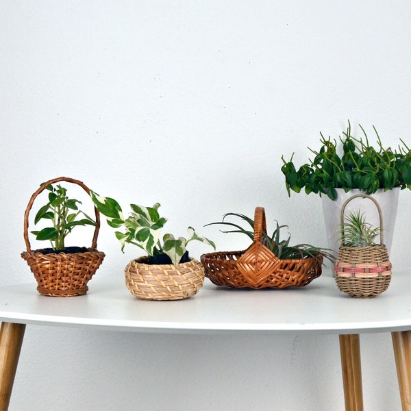 SOLD SEPARATELY: Vintage Mini Basket // Air Plant Holder // Wicker Rattan Reed // Boho Cottage Core Jungalow // Plant Lover Gardener Gift