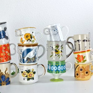 YOU CHOOSE: Vintage 60s 70s 80s Ceramic Mug / Earthenware / Floral / Geese / Kitten / Groovy / Mushrooms image 2