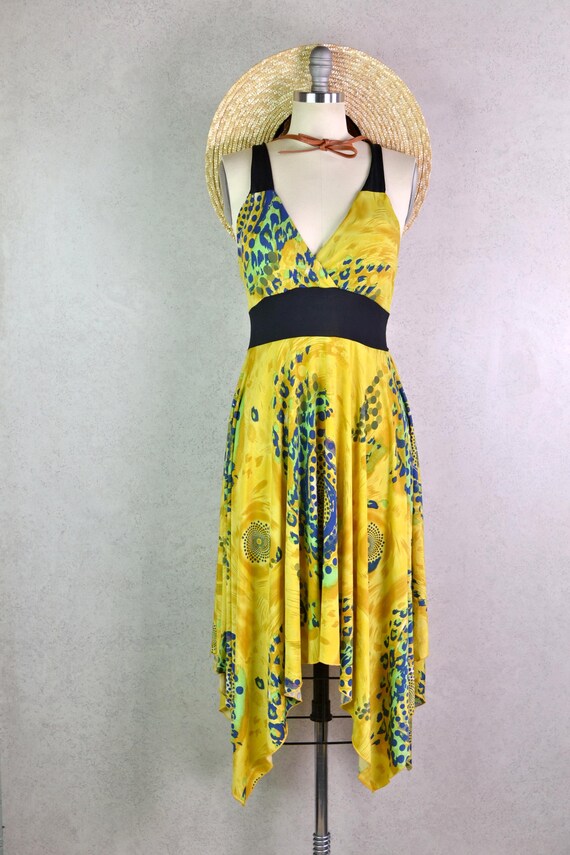 sexy black mini dresses Rare 1960s Thea Porter Couture Printed Silk Chiffon Dress w Gold Sequi –  Shrimpton Couture main image 1