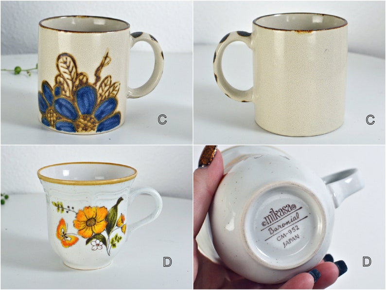 YOU CHOOSE: Vintage 60s 70s 80s Ceramic Mug / Earthenware / Floral / Geese / Kitten / Groovy / Mushrooms image 4