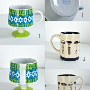 YOU CHOOSE: Vintage 60s 70s 80s Ceramic Mug / Earthenware / Floral / Geese / Kitten / Groovy / Mushrooms image 7