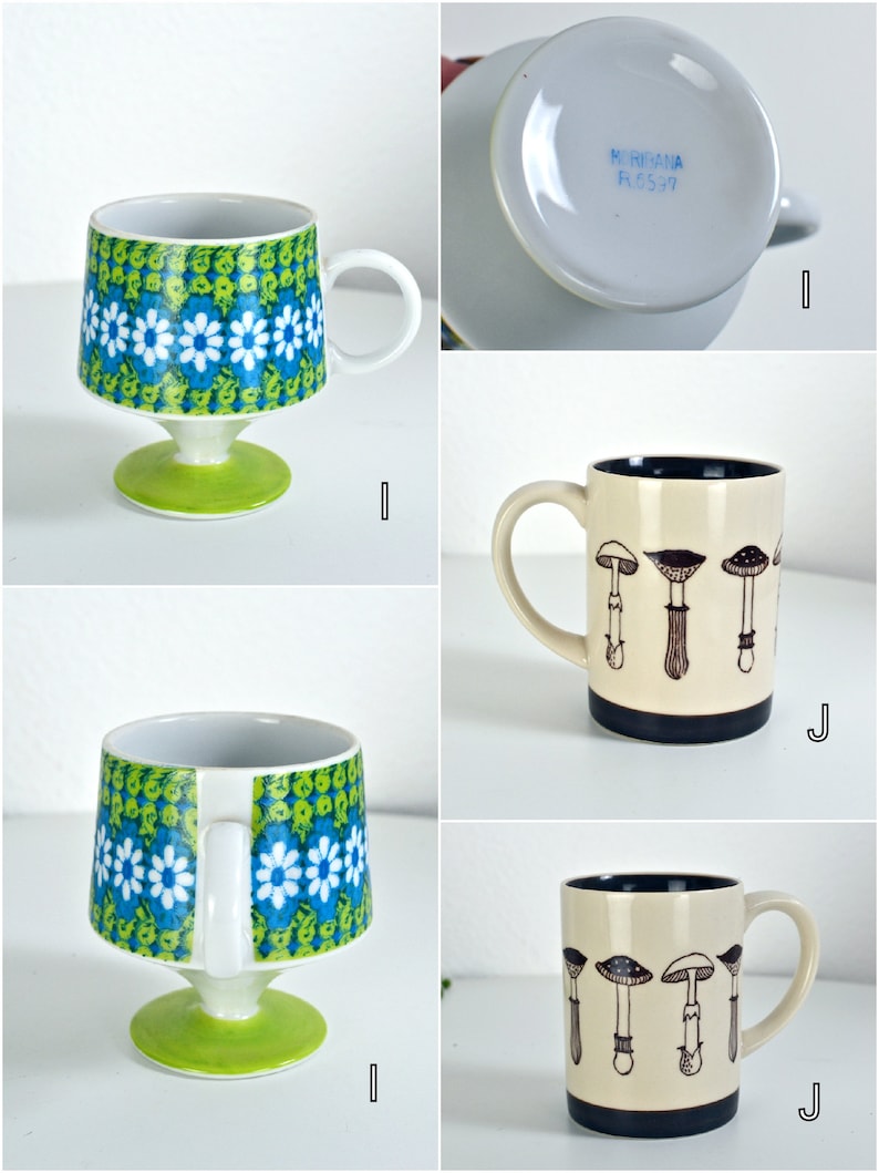 YOU CHOOSE: Vintage 60s 70s 80s Ceramic Mug / Earthenware / Floral / Geese / Kitten / Groovy / Mushrooms image 7