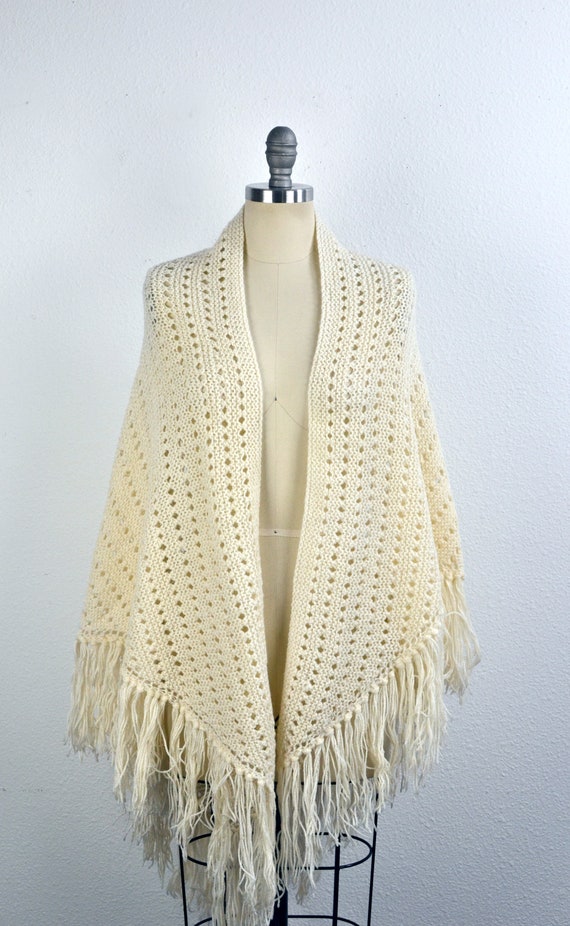 Women's Vintage 70s Handmade Cream Acrylic Croche… - image 2