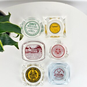CHOOSE 1: Vintage 50s 60s 70s Mid Century Atomic Advertisement Glass Ashtrays Collection // Jump's Motel / Bingo / Cocktail Lounge / Bowling image 2
