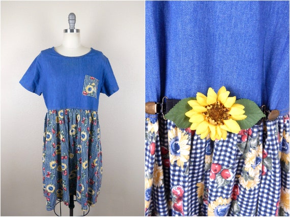 Women's Vintage 90s Grunge Cottage Core Sunflower… - image 1