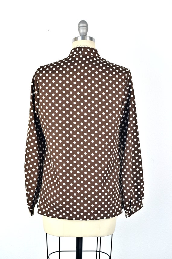 Women's Vintage 70s Mod Brown and White Polka Dot… - image 5