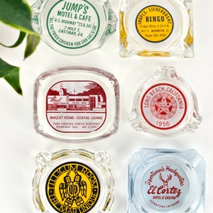 CHOOSE 1: Vintage 50s 60s 70s Mid Century Atomic Advertisement Glass Ashtrays Collection // Jump's Motel / Bingo / Cocktail Lounge / Bowling image 3