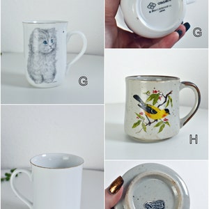 YOU CHOOSE: Vintage 60s 70s 80s Ceramic Mug / Earthenware / Floral / Geese / Kitten / Groovy / Mushrooms image 6