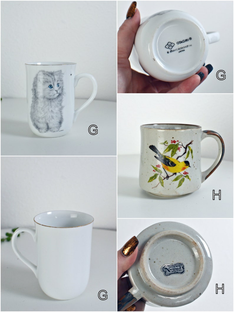 YOU CHOOSE: Vintage 60s 70s 80s Ceramic Mug / Earthenware / Floral / Geese / Kitten / Groovy / Mushrooms image 6