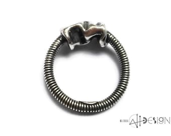 Sterling silver twisted crushed ring, steampunk, industrial, modern, contemporary look