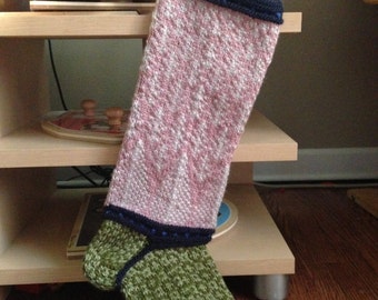 Pale Pink Forest Stocking - Handknit