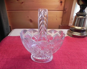 Lead Crystal Cut Saw Tooth & Scalloped Edge Bride's Basket 7.5 Inch