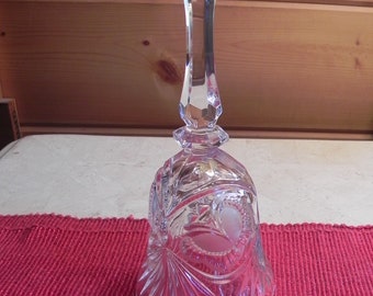 Lead Crystal Cut Dinner Bell Clear Hand 7-3/4"