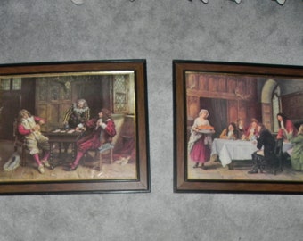 Frank Moss Bennett - Dinner Is Served & The Card Game - Wood Framed With Glass