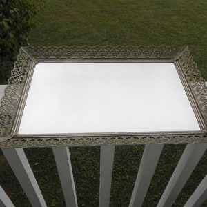 Vanity Mirror Tray - Filigree Ornate Floral Gold Toned Dresser / Table - 1950&#39;s  - Long Rectangle