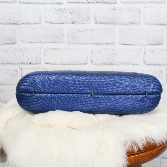 Blue Woven Natural Fiber Clamshell With Brass Fit… - image 4