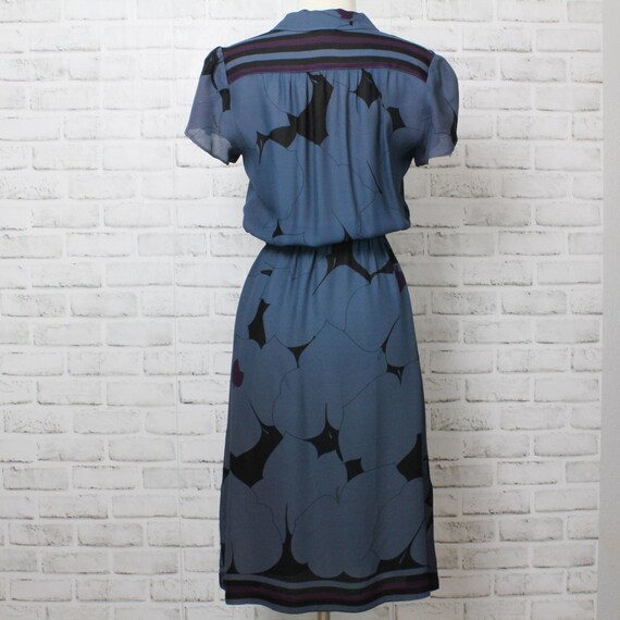 Blue/Green Flutter Sleeve Dress - Black and Purpl… - image 6