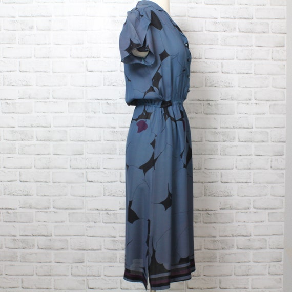 Blue/Green Flutter Sleeve Dress - Black and Purpl… - image 7