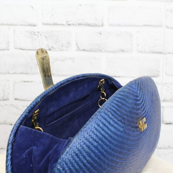Blue Woven Natural Fiber Clamshell With Brass Fit… - image 5