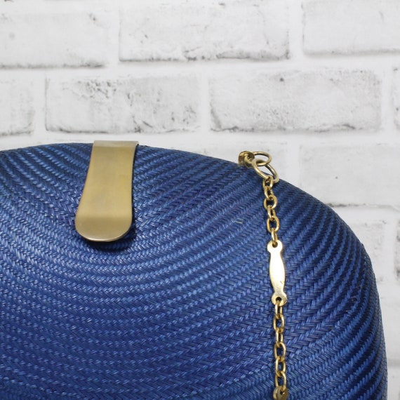 Blue Woven Natural Fiber Clamshell With Brass Fit… - image 2