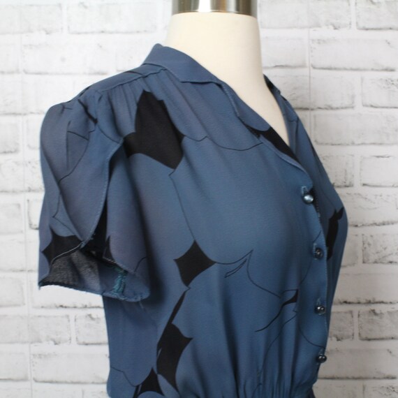 Blue/Green Flutter Sleeve Dress - Black and Purpl… - image 8