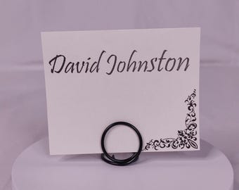 BLACK, Metal Place Card Holders (small) Name card by Cufflinked