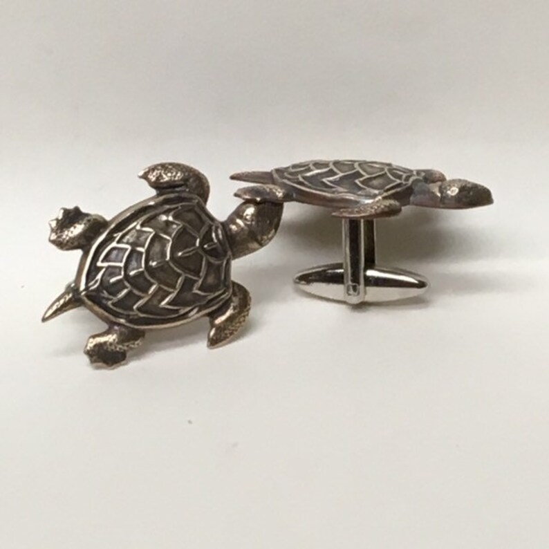 Brass Turtle Cufflinks Free Gift Bag by Cufflinked