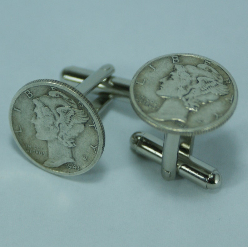 Mercury Dime Cufflinks Free Gift Bag Silver 25th Silver Anniversary 25 Year Unique Wedding